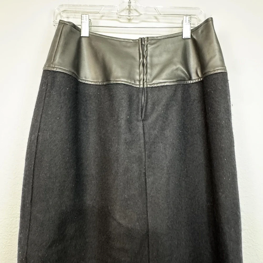 Southwest Canyon Skirt Women's Large Black‎ Wool Blend Studded Faux Leather Wrap